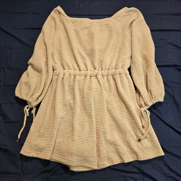 NWT Bluivy Waffle Knit Off-the-shoulder Romper with Drawstring Sleeve Size M - Picture 10 of 10